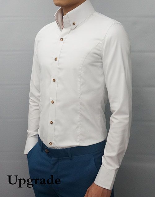 Mens New Slim Skinny Fit White High Collar Button Down Dress Shirt Size
