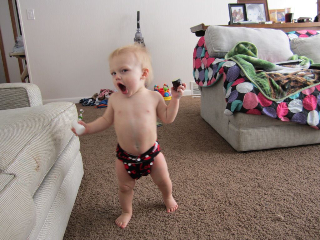 Lotus Bumz Baby wearing Lotus Bumz diaper, 15 months old