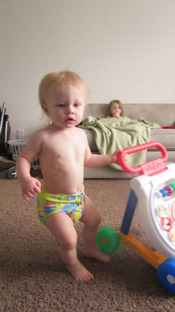 Glow Bug 15 month old baby wearing Glow Bug cloth diaper
