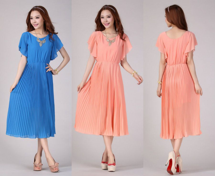  photo KD2045FluffySleeveCrinkleChiffonLongDress.jpg