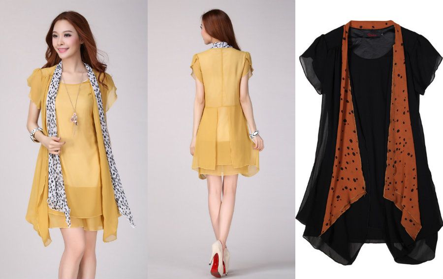 photo KD2046OnePieceChiffonDressSewWithPolkaDotsScarf.jpg