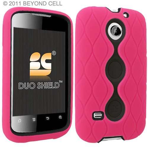Huawei Ascend II 2 M865 Hot Pink Black Double Dual Layer Hybrid Hard Case Cover