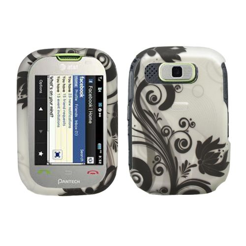 Pantech Pursuit P9020 Black Flower hard case snap on cover  